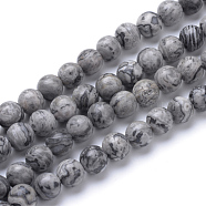 Natural Map Stone/Picasso Stone/Picasso Jasper Bead Strands, Round, 8~9mm, Hole: 1mm, about 46pcs/strand, 15.3 inch(G-R345-8mm-41)