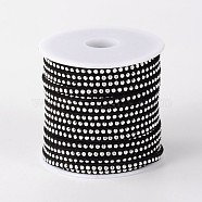Rivet Faux Suede Cord, Faux Suede Lace, with Aluminum, Black, 3x2mm, about 20yards/roll(LW-M001-08)