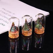 Natural Bismuth Carved Tower Healing Figurines with Glass Bottle, Reiki Stones Statues for Energy Balancing Meditation Therapy, 30x55mm(DJEW-PW0013-36A)