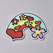 Computerized Embroidery Cloth Iron on/Sew on Patches, Costume Accessories, Appliques, Rainbow & Flower & Heart, Colorful, 64.5x80x1.5mm(DIY-F043-14)