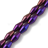 Electroplated Synthetic Non-magnetic Hematite Beads Strands, Bicone, Purple Plated, 6.2~6.5x12~12.5mm, Hole: 1.4mm, about 33pcs/strand, 16.89''(42.9cm)(G-Z032-B02-02A)