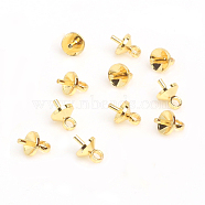 Brass Cup Pearl Peg Bails Pin Pendants, For Half Drilled Beads, Real 18K Gold Plated, 5x7mm, Hole: 1.8mm, Pin: 1mm.(KK-E280-24G)