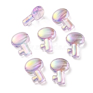 UV Plating Rainbow Iridescent Transparent Acrylic Beads, Key, Medium Purple, 26.5x19x7.5mm, Hole: 2.7mm(OACR-C007-05B)
