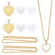 Alloy Rhinestone Pendant Necklaces, with Glass and Box Chains, Heart, Golden, 24-1/4 inch(61.5cm)(NJEW-WH0008-01G)