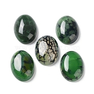 Natural Striped Agate/Banded Agate Cabochons, Dyed & Heated, Oval, Green, 24.5~25x18x6.5~7mm(G-H296--01D-06)