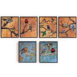 Chemical Fiber Oil Canvas Hanging Painting, Home Wall Decoration, Rectangle, Bird Pattern, 250x200mm, 6 style, 1pc/style, 6pcs/set(AJEW-WH0173-156)
