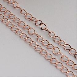 Iron Twisted Chains, Unwelded, with Spool, Oval, Rose Gold, 5x3.5x0.7mm, about 328.08 Feet(100m)/roll(CH-0.7DK-RG)