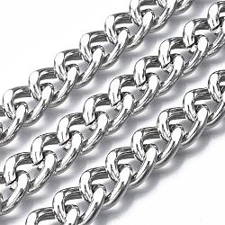 Iron Cuban Link Chains, Chunky Chains, Unwelded, with Spool, Oval, Platinum, 14x10x3mm, about 49.21 Feet(15m)/roll(CH-R013-14x10x3-P)