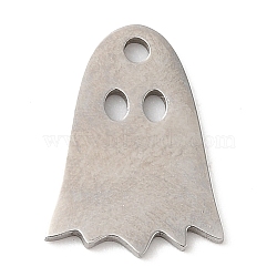 Halloween 201 Stainless Steel Pendants, Ghost Charm, Stainless Steel Color, 14.5x10.5x1mm, Hole: 1.5mm(STAS-D053-11P)