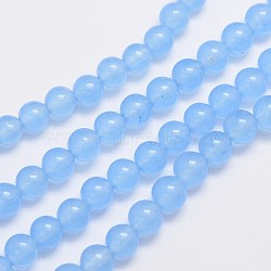 Natural & Dyed Malaysia Jade Bead Strands, Round, Light Sky Blue, 6mm, Hole: 0.8mm, about 64pcs/strand, 15 inch(G-A146-6mm-A20)