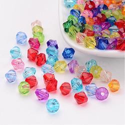 Mixed Color Chunky Dyed Transparent Acrylic Faceted Bicone Spacer Beads for Kids Jewelry, 6mm in diameter, hole: 1mm(X-DBB6mm)