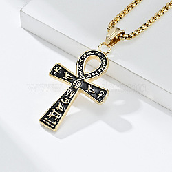 Egyptian Ankh Cross 304 Stainless Steel Pendant Necklaces, Golden, 23.62 inch(60cm)(FS-WGB3CB3-02)