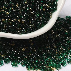 Spray Painted Glass Seed Beads, Peanut, Dark Green, 4~5x2~2.5x2~2.5mm, Hole: 0.8~0.9mm, about 8500pcs/pound(SEED-F005-10A-02)