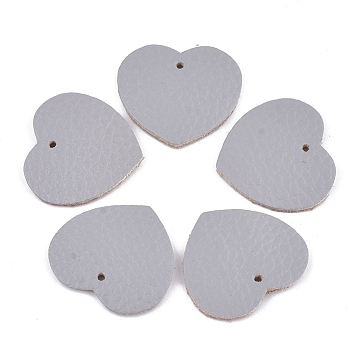 Eco-Friendly Cowhide Pendants, Heart, Light Grey, 25x27x1.5mm, Hole: 1.5mm
