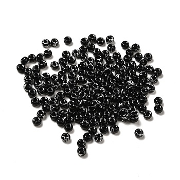 6/0 Opaque Glass Seed Beads, Round Hole, Rondelle, Black, 4~4.5x3~4mm, Hole: 0.8~1.5mm