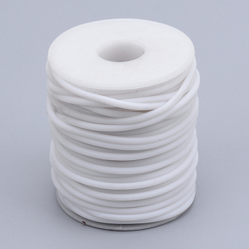 Hollow Pipe PVC Tubular Synthetic Rubber Cord, Wrapped Around White Plastic Spool, White, 3mm, Hole: 1.5mm, about 27.34 yards(25m)/roll