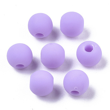 Frosted Acrylic Beads, Round, Lilac, 6x5.5mm, Hole: 1.8mm, about 4430pcs/500g