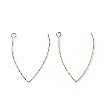 Ion Plating(IP) 316 Stainless Steel Earrings Finding, Earring Hooks, with Horizontal Loop, Rainbow Color, 40x25x0.7mm, Hole: 2.5mm, 21 Gauge, Pin: 0.7mm