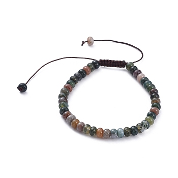 Braided Bead Bracelets, with Natural Indian Agate Beads and Nylon Thread, 58~89mm