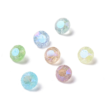 Crackle Moonlight Style Glass Rhinestone Cabochons, Pointed Back, Diamond, Mixed Color, 6.2x4.2mm