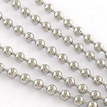 201 Stainless Steel Ball Chains, with Spool, Stainless Steel Color, 5.0mm, about 32.8 Feet(10m)/roll