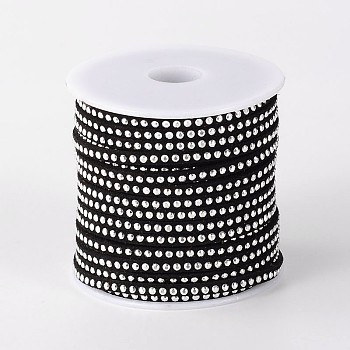Rivet Faux Suede Cord, Faux Suede Lace, with Aluminum, Black, 3x2mm, about 20yards/roll
