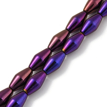 Electroplated Synthetic Non-magnetic Hematite Beads Strands, Bicone, Purple Plated, 6.2~6.5x12~12.5mm, Hole: 1.4mm, about 33pcs/strand, 16.89''(42.9cm)