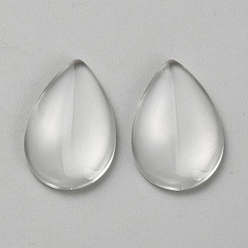 Glass Cabochons, Teardrop, Clear, 30x19.8x5.5mm