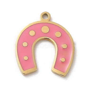 Real 14K Gold Plated Pink Others Stainless Steel+Enamel Charms