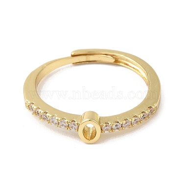 Rack Plating Brass Clear Cubic Zirconia Number 0 Adjustable Rings for Women(RJEW-S407-09G-10)-2