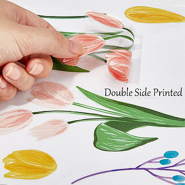 4 Sheets 4 Styles Tulip Flower PVC Waterproof Static Stickers(AJEW-WH0033-84)-6