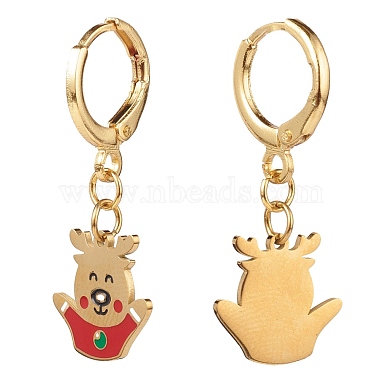 Brass Huggie Hoop Earrings for Christmas(EJEW-JE04509)-3