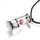 Glass Wishing Bottle Leather Cord Pendant Necklaces(NJEW-Z009-A08)-2