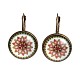 Flower Pattern Glass Cabochon Brass Leverback Earrings(EJEW-JE01721)-2
