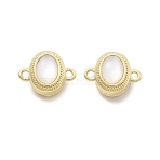 Brass Natural Black Lip Shell Epoxy Magnetic Clasps, Cadmium Free & Nickel Free & Lead Free, Oval, Real 18K Gold Plated, 10.5x14x7.5mm, Hole: 1.4mm(KK-G528-01G-02)