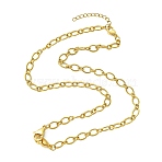 304 Stainless Steel Textured Oval Link Chain Necklace Making, with 304 Stainless Steel Lobster Claw Clasps, Real 18K Gold Plated, 19.17 inch(48.7cm)(AJEW-JB01610)