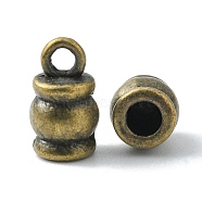 Tibetan Style Terminators, Barrel, Lead Free & Nickel Free & Cadmium Free, Antique Bronze, 11x6.5mm, Hole: 2mm, Inner Diameter: 3mm.(MLF9765Y-NF)