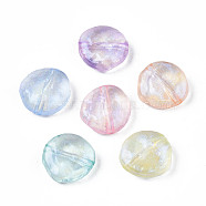 Transparent Acrylic Beads, Glitter Powder, Flat Round, Mixed Color, 14x14x5.5mm, Hole: 1.8mm(X-OACR-S028-143)