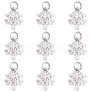 10Pcs Eco-Friendly 316 Surgical Stainless Steel Micro Pave Clear Cubic Zirconia Charms, Long-Lasting Plated, Tree, Stainless Steel Color, 12x11x1.5mm, Hole: 3.5mm(RB-UN0001-05P)