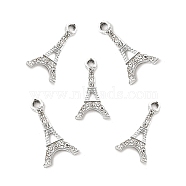 Alloy Rhinestone Pendants, Platinum Tone Eiffel Tower Charms, Crystal, 21x11.5x2mm, Hole: 2.2mm(ALRI-C007-58P)