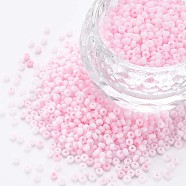 13/0 Glass Seed Beads, Macaron Color, Round Hole, Round, Pearl Pink, 13/0, 2~2.3x1.5mm, Hole: 0.8mm, about 450g/bag(SEED-T005-14A-A06)