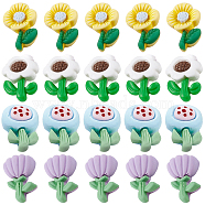 SUNNYCLUE 80Pcs Opaque Resin Cabochons, Flower, Mixed Color, 20~23.5x14.5~17x6mm(CRES-SC0002-48)
