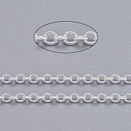 Brass Cable Chains, Unwelded, with Spool, Cadmium Free & Lead Free, Silver Color Plated, 3x2x0.6mm, about 32.8 Feet(10m)/roll(X-CHC027Y-S)