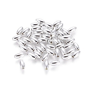Acrylic Beads, Rice, Silver, about 3mm wide, 6mm long, hole: 1mm, 1300pcs/50g(X-PL654-1)