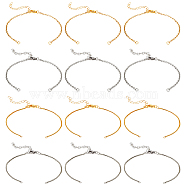 12Pcs 4 Style Half Finished 304 Stainless Steel Cable Chain Bracelets, with Lobster Claw Clasps, Chain Extender & Jump Rings, for Connector Bracelets Making, Golden & Stainless Steel Color, 7-1/8 inch(18cm)~7-1/4 inch(18.5cm), 3pcs/style(AJEW-NB0003-65)