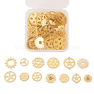 Alloy Pendants, Gear, for Jewelry Making, Golden, Golden, 10x5x1mm, Hole: 0.8mm, about 72pcs/bag,(PALLOY-CJ0001-59)