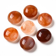 Transparent Acrylic Beads, Two Tone, Flat Round, Coconut Brown, 15.5x8mm, Hole: 1.5mm, about: 390pcs/500g(OACR-Z005-12G)
