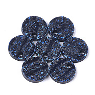 Resin Pendants, Flat Round, Marine Blue, 16.5~17x4mm, Hole: 2.5mm(X-RESI-S374-04A-03)
