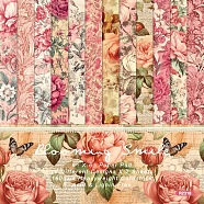 Flower Pattern Scrapbook Paper, for DIY Album Scrapbook, Background Paper, Diary Decoration, Pink, 152x152mm, 12 style, 2pcs/style, 24pcs/set(SCRA-PW0010-06)