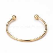 Rack Plating Brass Cuff Bangle Making, with Detachable Ball, Long-Lasting Plated, Cadmium Free & Lead Free, Real 18K Gold Plated, 1/8~1/4 inch(0.3~0.8cm), Inner Diameter: 2-3/8 inch(5.9cm)(KK-E078-01G)